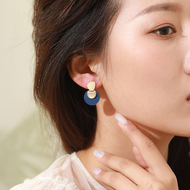 Kolczyki wiszące BLINLA 2021 - nowa koreańska moda, niebieski geometryczny akrylowy design, okrągły spadek, biżuteria trendy dla kobiet - Wianko - 10
