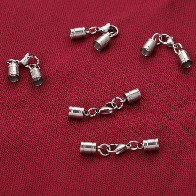 Zestaw 5 karabińczyków ze stali nierdzewnej o różnych rozmiarach: 2mm, 3mm, 4mm, 5mm, 6mm, z klamrami do skórzanych bransoletek i blokadą - elementy do tworzenia biżuterii DIY - Wianko - 4