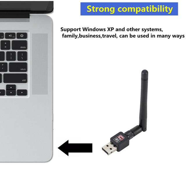 Adapter USB Wifi GRWIBEOU 150 mb/s z anteną 2dB – karta sieciowa Lan PC, odbiornik Wi-Fi bezprzewodowy - Wianko - 1