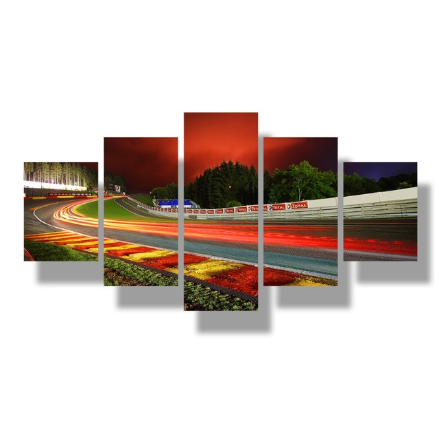 Nocny widok Nurburgring Spa Rally Road - obraz sportowego samochodu na płótnie, 5 sztuk, do dekoracji salonu - Wianko - 9