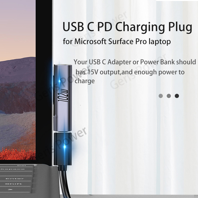 Wtyczka ładowania konwerter 102W USB typu C C PD do Microsoft Surface Pro 3-8 i Surface Laptop 1-3 - Wianko - 6