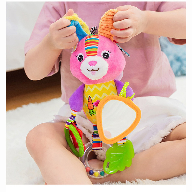 Miękka lalka zwierzęca dla dzieci na wózek - karuzela do łóżeczka - słoń, królik, pies - Wianko - 3