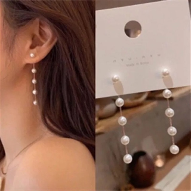 Koreańskie długie kolczyki wiszące z kokardą i kryształami perłowymi - biżuteria ślubna - Wianko - 15