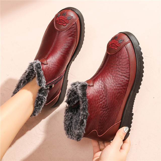 Wygodne damskie buty zimowe do kostki - skórzane, ciepłe i antypoślizgowe - Wianko - 6