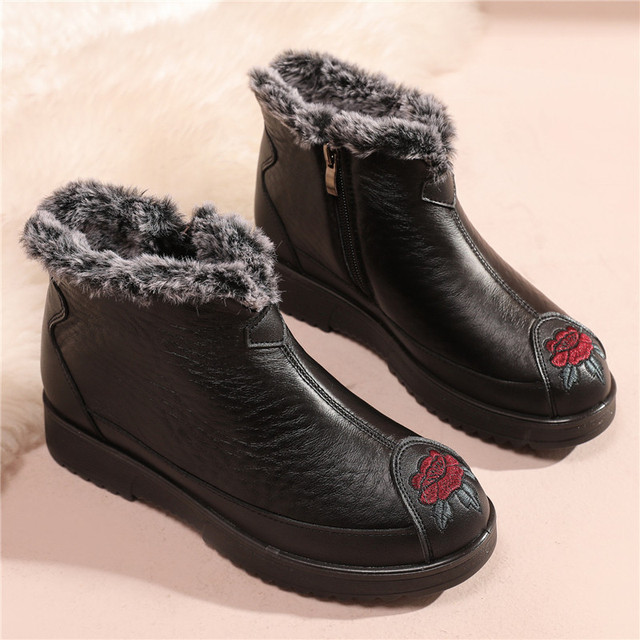 Wygodne damskie buty zimowe do kostki - skórzane, ciepłe i antypoślizgowe - Wianko - 7