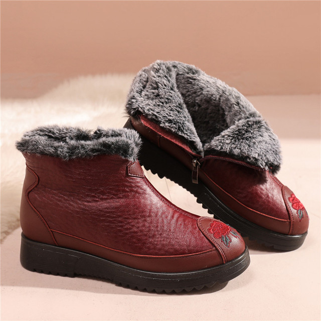 Wygodne damskie buty zimowe do kostki - skórzane, ciepłe i antypoślizgowe - Wianko - 8