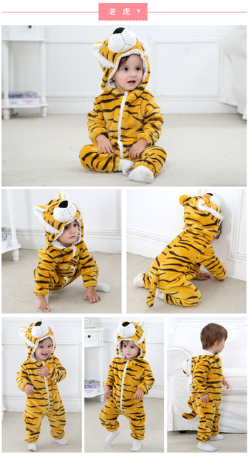 Kombinezon niemowlęcy Flanelowy Costume Fox Tygrys Panda Onesie - Chłopiec Dziewczyna Zwierzęca Odzież Zimowa Ciepła Piżama - Wianko - 12