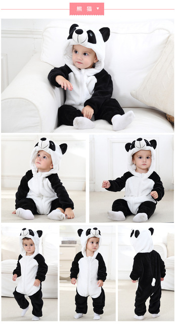 Kombinezon niemowlęcy Flanelowy Costume Fox Tygrys Panda Onesie - Chłopiec Dziewczyna Zwierzęca Odzież Zimowa Ciepła Piżama - Wianko - 11
