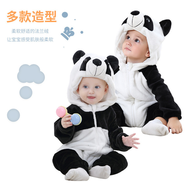 Kombinezon niemowlęcy Flanelowy Costume Fox Tygrys Panda Onesie - Chłopiec Dziewczyna Zwierzęca Odzież Zimowa Ciepła Piżama - Wianko - 7