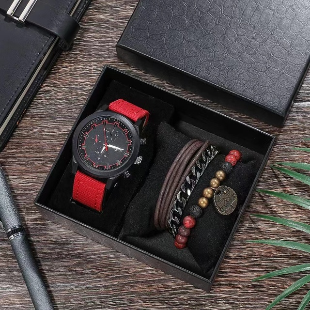 Zestaw wysokiej jakości męskich zegarków i bransoletek - modny, sportowy, biznesowy - 4 sztuki w pudełku dla mężczyzn (Dropshipping) - Wianko - 3