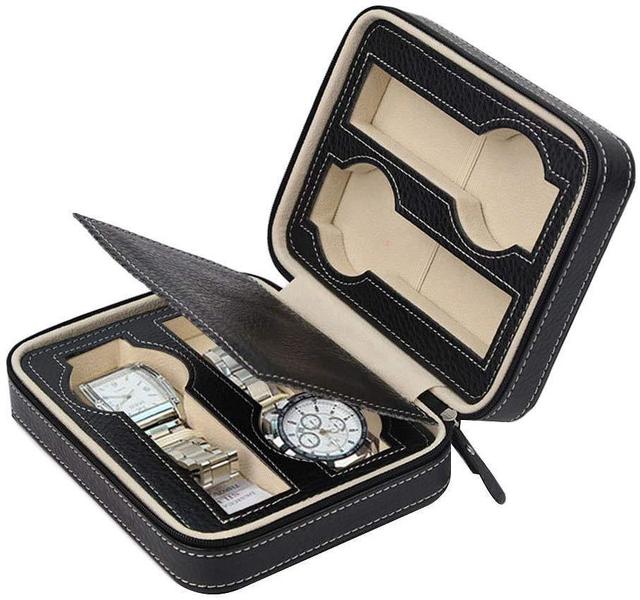 Pudełko na zegarki z włókna węglowego PU o wysokiej jakości z 4 gniazdami, idealne do przechowywania luksusowych zegarków w podróży - Wianko - 9
