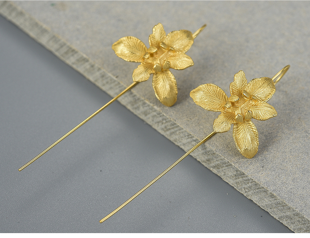 Kolczyki Iris Dangle Lotus Fun 18K złoty, srebro 925, handmade, biżuteria dla kobiet - Wianko - 10