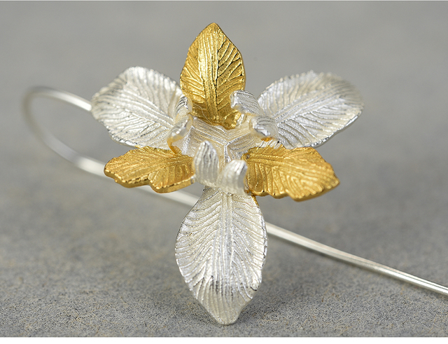 Kolczyki Iris Dangle Lotus Fun 18K złoty, srebro 925, handmade, biżuteria dla kobiet - Wianko - 5