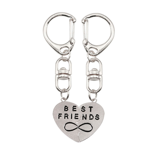 Brelok w kształcie metalowego serca - zestaw 2 szt. - dla najlepszego przyjaciela/best friend forever (BFF) - Wianko - 8