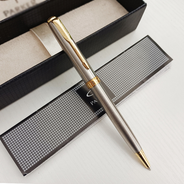 Metalowy długopis kulkowy Parker, niebieski atrament, biznesowy klasyczny design, podpis biurowy, 2 szt. wkłady - Wianko - 4