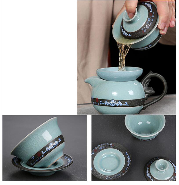 Czarka do herbaty Chiński styl pałacowy Gaiwan z pęknięciami, ceramiczne naczynie na herbatę - Wianko - 18