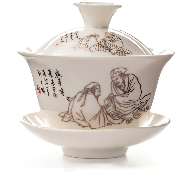 Czarka do herbaty Chiński styl pałacowy Gaiwan z pęknięciami, ceramiczne naczynie na herbatę - Wianko - 4