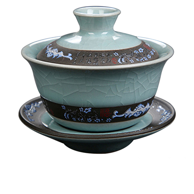 Czarka do herbaty Chiński styl pałacowy Gaiwan z pęknięciami, ceramiczne naczynie na herbatę - Wianko - 17