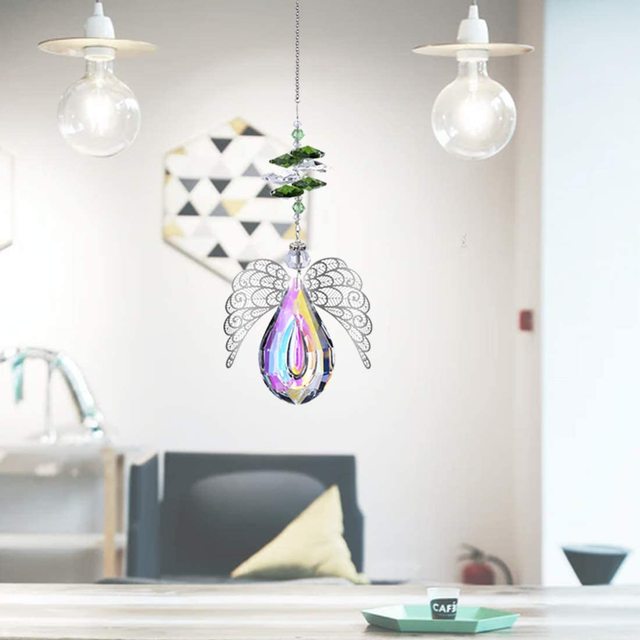 Hanging H&D Chakra Angel Guardian Suncatcher Rainbow Crystal Pendant for Garden Window Decoration (AB Color) - Wianko - 5