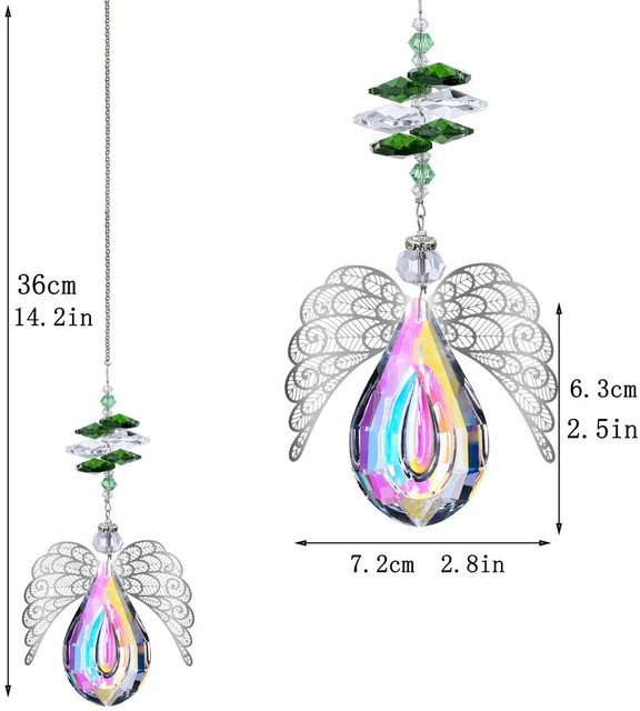 Hanging H&D Chakra Angel Guardian Suncatcher Rainbow Crystal Pendant for Garden Window Decoration (AB Color) - Wianko - 8