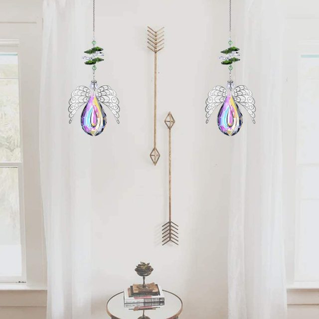 Hanging H&D Chakra Angel Guardian Suncatcher Rainbow Crystal Pendant for Garden Window Decoration (AB Color) - Wianko - 4