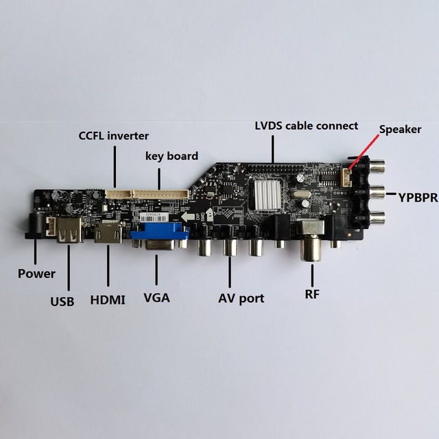 Płyta kontrolera cyfrowego LED USB HDMI dla panelu 1366X768 VGA AV TV DVB-T DVB-T2 z zdalnym sterowaniem, kompatybilna z LP101WHZ - Wianko - 1