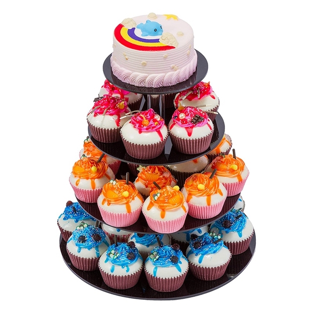 Okrągły stojak na ciastka wielowarstwowy - idealny na śluby, urodziny, imprezy, Baby Shower i Boże Narodzenie - Wianko - 6