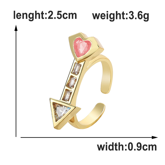 Pierścień z cyrkonem brzoskwiniowym i sercem dla kobiet - Modny design, wyrafinowana elegancja - Nowość 2021 - Wianko - 1