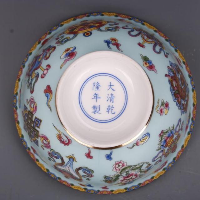 Antyczna miska porcelanowa Qing Qianlong, zdobiona pastelowym złotem - wyposażenie domu, elementy porcelanowe - Wianko - 6