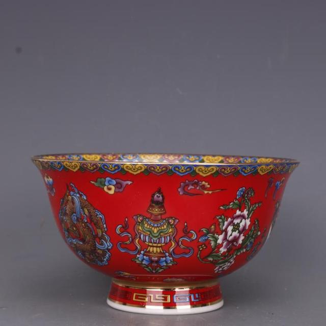 Antyczna miska porcelanowa Qing Qianlong, zdobiona pastelowym złotem - wyposażenie domu, elementy porcelanowe - Wianko - 7