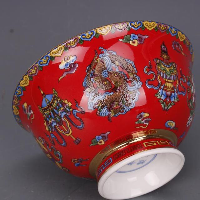 Antyczna miska porcelanowa Qing Qianlong, zdobiona pastelowym złotem - wyposażenie domu, elementy porcelanowe - Wianko - 10