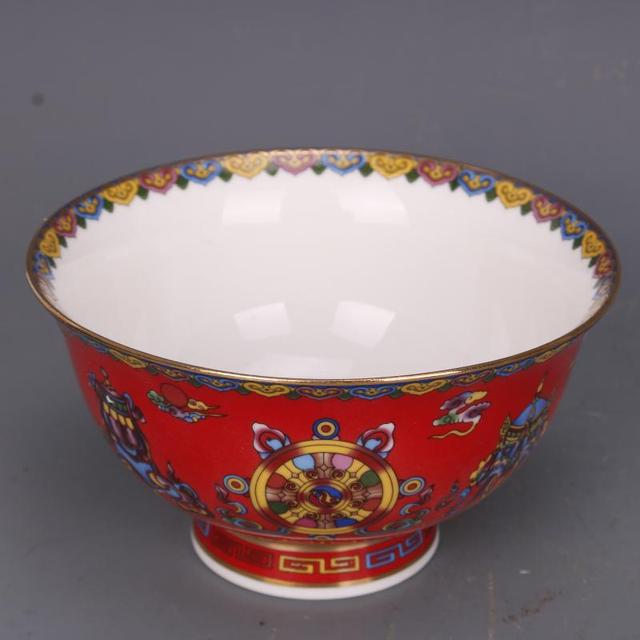 Antyczna miska porcelanowa Qing Qianlong, zdobiona pastelowym złotem - wyposażenie domu, elementy porcelanowe - Wianko - 9