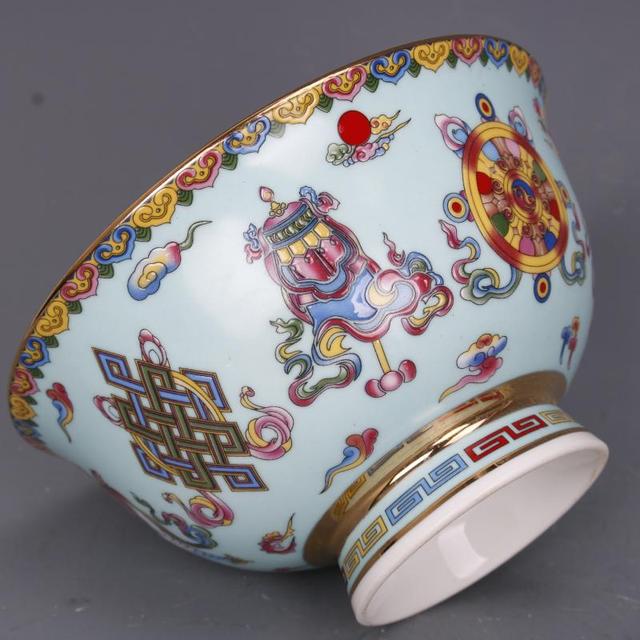 Antyczna miska porcelanowa Qing Qianlong, zdobiona pastelowym złotem - wyposażenie domu, elementy porcelanowe - Wianko - 5