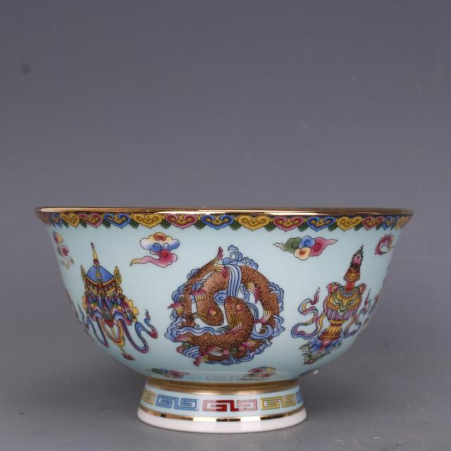 Antyczna miska porcelanowa Qing Qianlong, zdobiona pastelowym złotem - wyposażenie domu, elementy porcelanowe - Wianko - 2