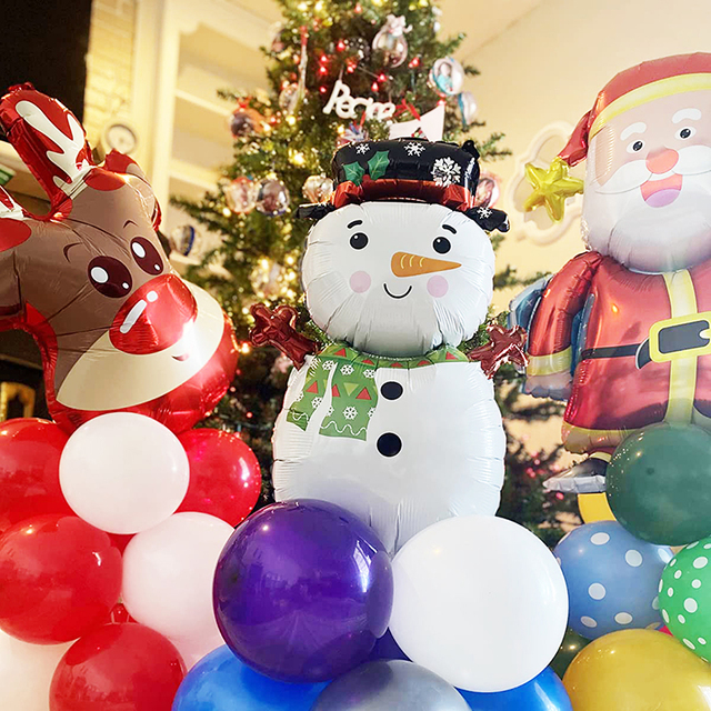 Zestaw dekoracyjnych balonów Boże Narodzenie - Święty Mikołaj, Bałwan, Globos foliowe - ozdoba na przyjęcie świąteczne - Wianko - 1