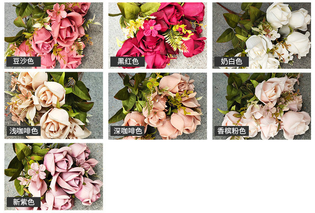7 główek/pęczek ręcznie robione sztuczne pąki róży do fotografii ślubnej - Wianko - 2