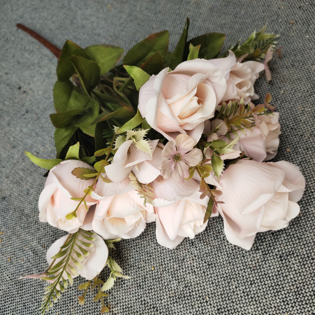 7 główek/pęczek ręcznie robione sztuczne pąki róży do fotografii ślubnej - Wianko - 10