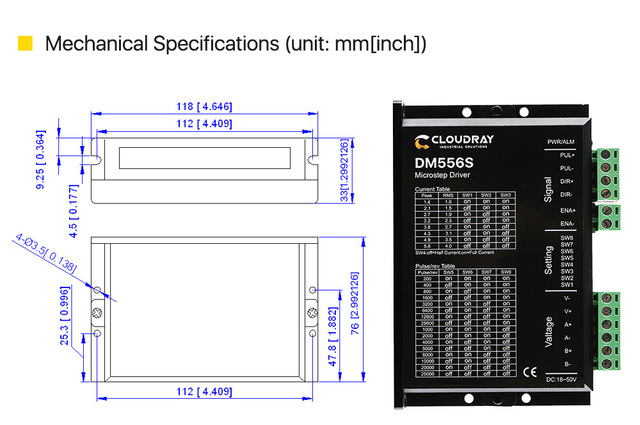 Silnik krokowy Cloudray Nema 23 2-fazowy 3N.m 5.0A + sterownik DM556S - do drukarek 3D i maszyn grawerujących CNC - Wianko - 8
