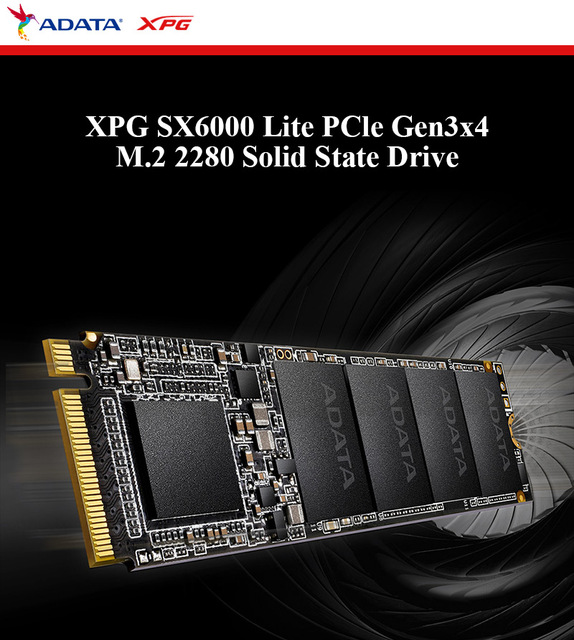 ADATA SSD XPG SX6000 Lite - wewnętrzny dysk twardy NVME 1.3, PCIe Gen3x4 M.2 2280, pojemność: 256GB, 512GB, 1TB - Wianko - 1