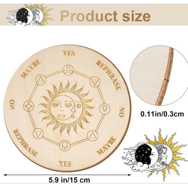 Dekoracyjna drewniana tablica wahadłowa z księżycowym motywem gwiazdy dla wróżbiarzy i miłośników metafizyki - Wianko - 6