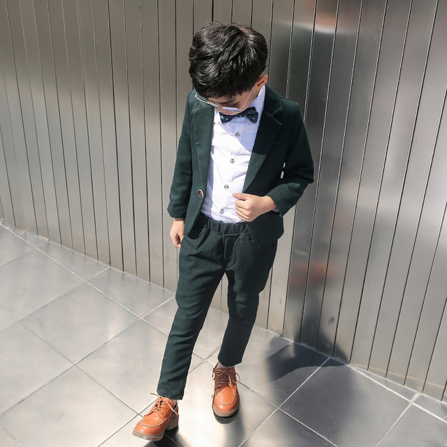 Garnitur chłopięcy na jesień - bawełniany, formalny, trzyczęściowy, z blazerem, spodniami i krawatem, rozmiar H116 - Wianko - 5
