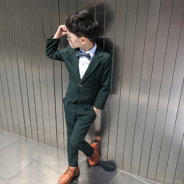 Garnitur chłopięcy na jesień - bawełniany, formalny, trzyczęściowy, z blazerem, spodniami i krawatem, rozmiar H116 - Wianko - 4