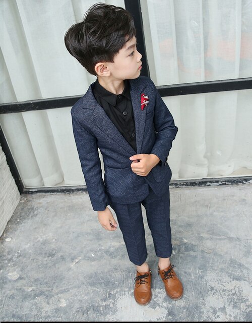 Garnitur chłopięcy na jesień - bawełniany, formalny, trzyczęściowy, z blazerem, spodniami i krawatem, rozmiar H116 - Wianko - 14