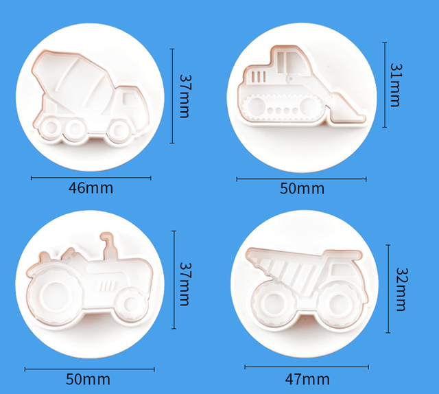 Foremka 3D do wykrawania ciasteczek samochodów, samolotów, pociągów i pojazdów, do pieczenia ręcznego, wielkość 4/8 sztuk, wraz z wykrawaniem znaczka i naciskaniem tłoka, idealna do zastosowania w masy cukrowej - Wianko - 8