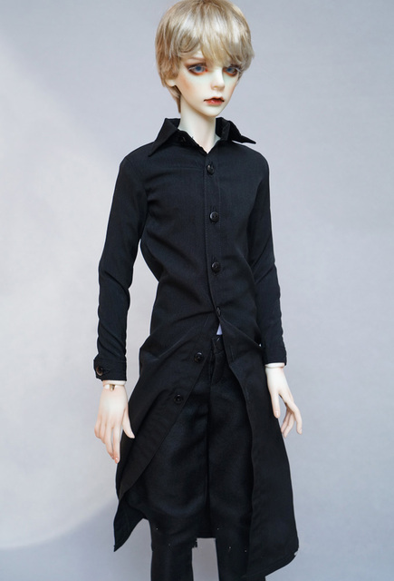 Ubranka dla lalek BJD 1-3 1-4 wujek rozmiar, czarne długie koszule z długim rękawem - Wianko - 3