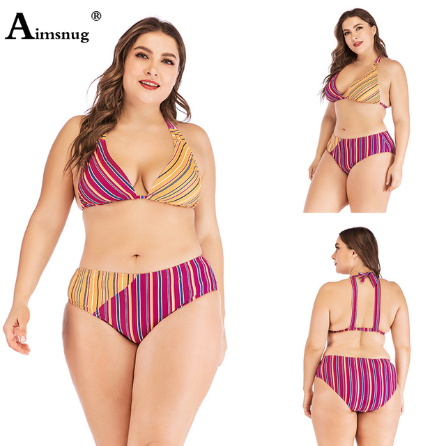 Stroje kąpielowe dwuczęściowe dla kobiet w rozmiarach 4XL i 5XL z sznurowaniem - patchwork Push Up - 2 sztuki - letnia odzież kąpielowa - Wianko - 4