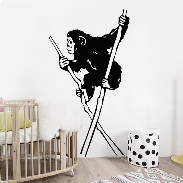 Śmieszne Szympansy Naklejki Ścienne dla Przedszkolnej Dziewczęcej i Chłopięcej Sypialni - Home Decor - Wianko - 2