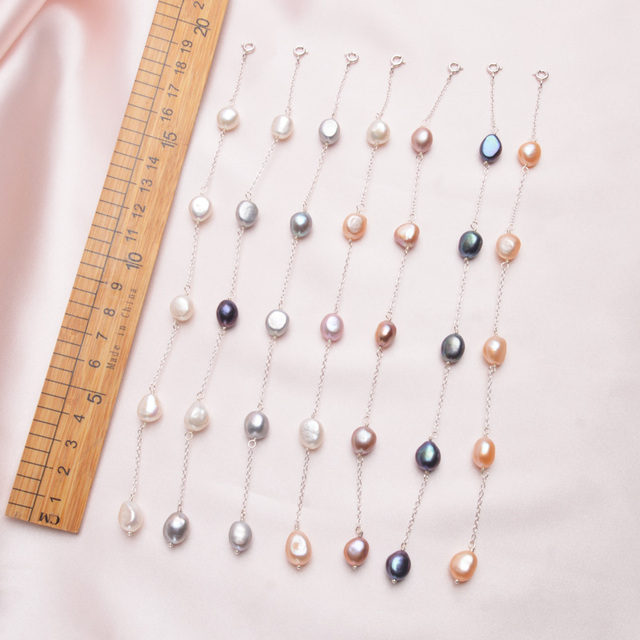ASHIQI Natural Baroque Pearl - oryginalna bransoletka z srebra 925 dla kobiet, biżuteria z prawdziwymi słodkowodnymi perłami o średnicy 8-9mm - Wianko - 11