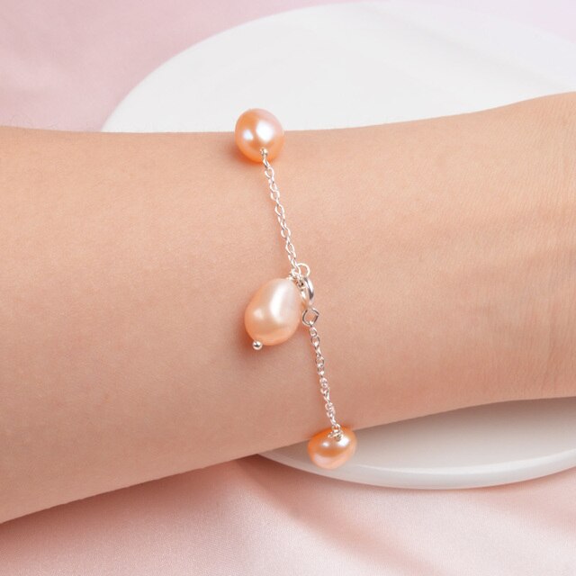 ASHIQI Natural Baroque Pearl - oryginalna bransoletka z srebra 925 dla kobiet, biżuteria z prawdziwymi słodkowodnymi perłami o średnicy 8-9mm - Wianko - 15