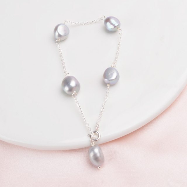 ASHIQI Natural Baroque Pearl - oryginalna bransoletka z srebra 925 dla kobiet, biżuteria z prawdziwymi słodkowodnymi perłami o średnicy 8-9mm - Wianko - 9